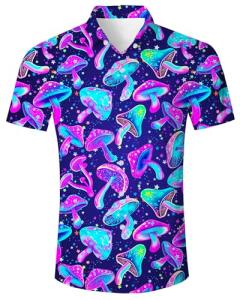Mushroom Print Hawaiian Rave Shirt for Men