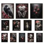 Gothic Wall Art - Dark Raven Skull Decor