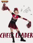 Spooktacular Creations Halloween Cheerleader Costume Girls, Bad Spirit Costume for Kids, Skull Scary Cheerleader Outfit with Accessories for Girls Halloween Parties Role Play, Red Black, M