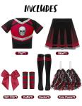 Spooktacular Creations Halloween Cheerleader Costume Girls, Bad Spirit Costume for Kids, Skull Scary Cheerleader Outfit with Accessories for Girls Halloween Parties Role Play, Red Black, M