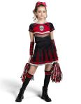 Spooktacular Creations Halloween Cheerleader Costume Girls, Bad Spirit Costume for Kids, Skull Scary Cheerleader Outfit with Accessories for Girls Halloween Parties Role Play, Red Black, M
