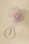 Nude Pink Feather Fascinator Hat for Halloween Parties