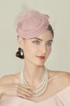 Nude Pink Feather Fascinator Hat for Halloween Parties