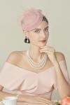 Nude Pink Feather Fascinator Hat for Halloween Parties