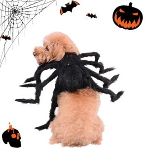 Suyfhdc Dog Spider Costume,Dogs Party Accessories Spider Decoration,Halloween Cosplay Costumes with Adjustable Velcro Fits Small Medium Pet Dogs and Cat,Black