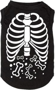 SUEOSU Halloween Dog Shirt for Pet Clothes Halloween Skeleton Hoodies Glowing Skull Cute Shirt Breathable Stretchy Costumes (black5, Medium)