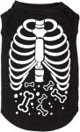 SUEOSU Halloween Dog Shirt for Pet Clothes Halloween Skeleton Hoodies Glowing Skull Cute Shirt Breathable Stretchy Costumes (black5, Medium)