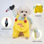 DELIFUR Dog Halloween Hilarious Costume - Pet Cosplay Party Clothes Soft Dog Knife Doll Costume Funny Comical Show Outfit for Small Medium Dog (Medium)