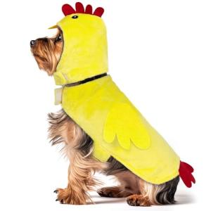 cyeollo Dog Chicken Costume Pet Funny Halloween Costumes Cosplay Holiday Outfits Cute Dog Hoodies Coats Clothes for Small Medium Large Dogs, Yellow Chicken XL