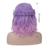 Ombre Pink Curly Bob Wig for Halloween Party