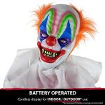 Haunted Hill Farm Life-Size Scary Animatronic Talking Clown with Motion, Touch Activated Lights, and Sounds, Indoor or Covered Outdoor Halloween Decorations, Battery Operated Halloween Prop