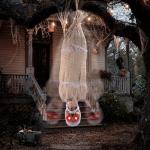 JOYIN 35" Halloween Animated Hanging Corpse with LED Light Up Eyes & Sound Effect for Indoor and Outdoor Decorations