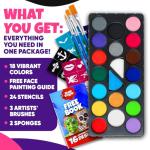 02 Blue Squid Fac02 Blue Squid Face Paint Ultimate Party Pack e Paint Ultimate Party Pack (18 Face Paint Kit & 18 Body Crayon Bundle)