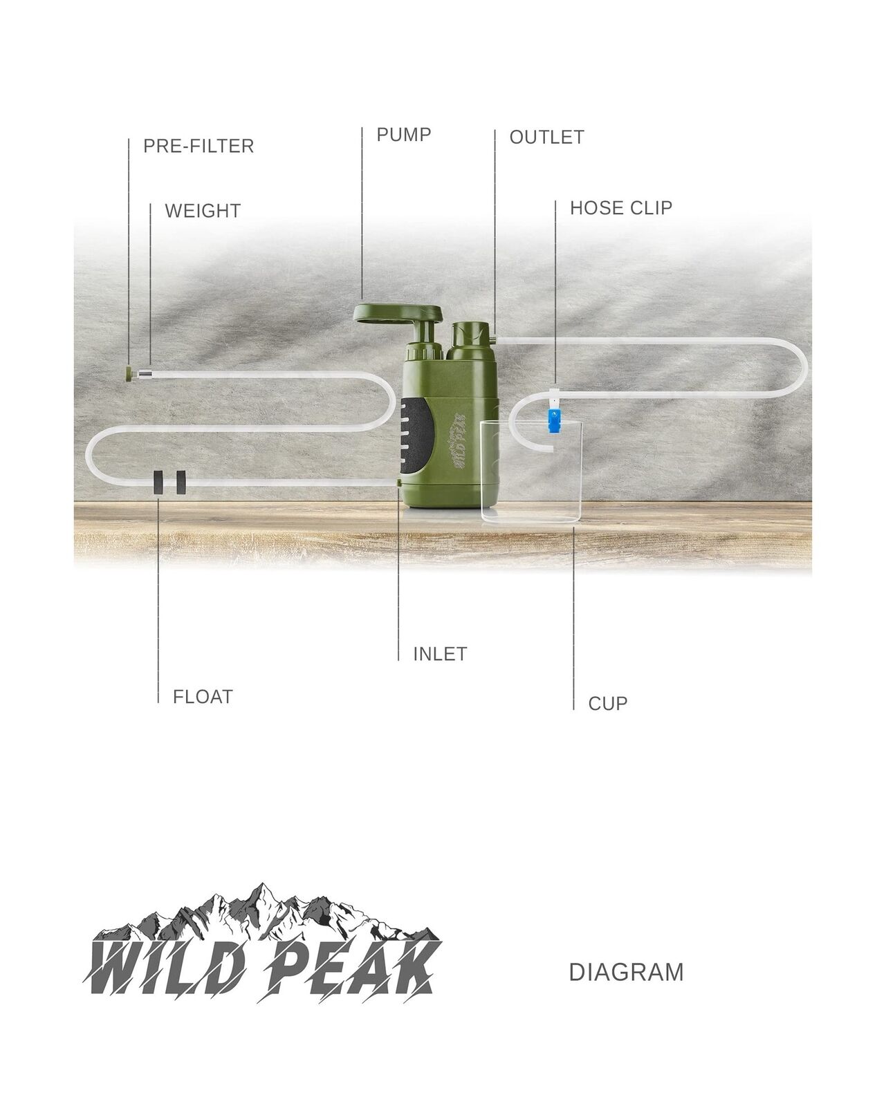 Wild Peak Outdoor Tactical Water Filter Pump