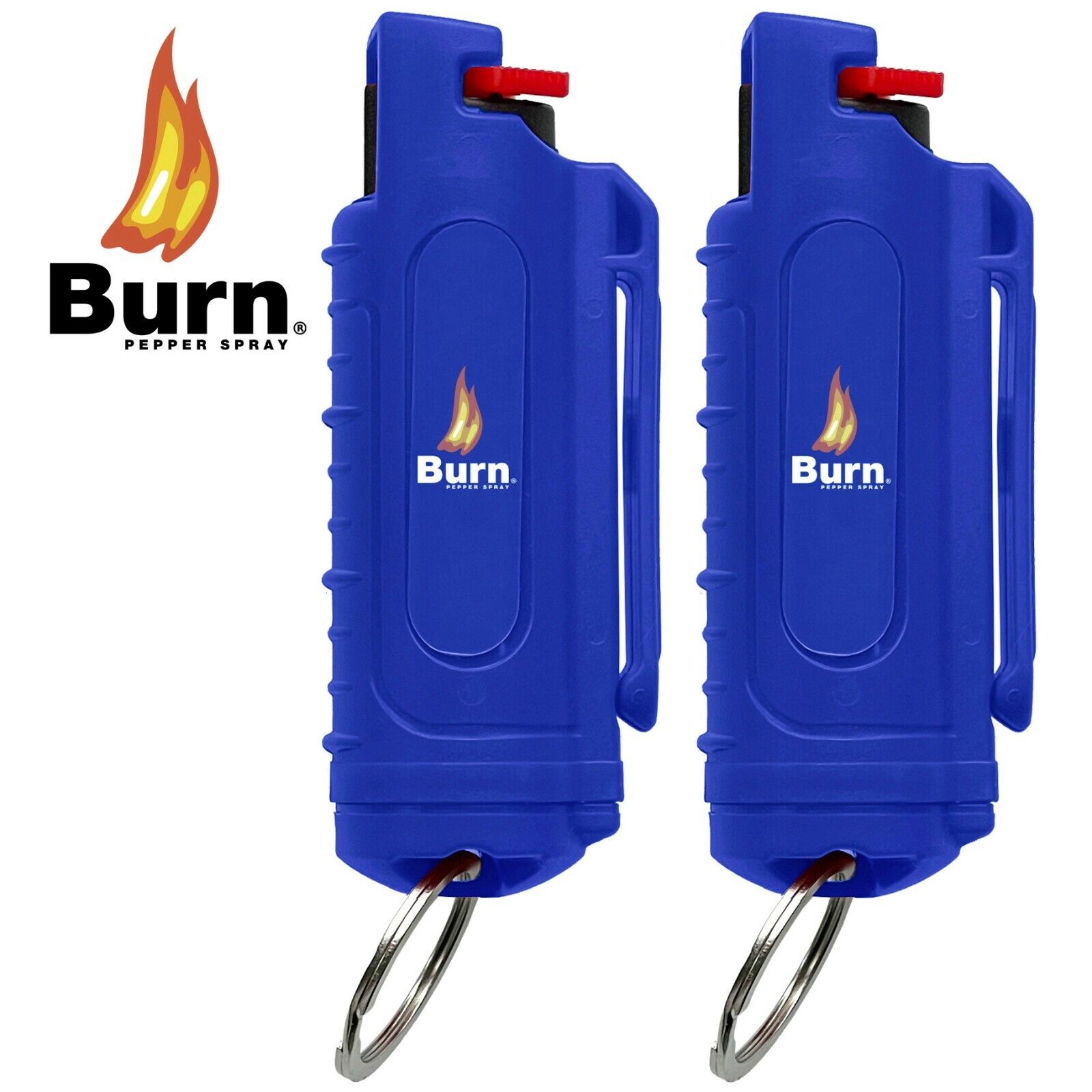 2-PACK BURN Pepper Spray Keychains - Blue
