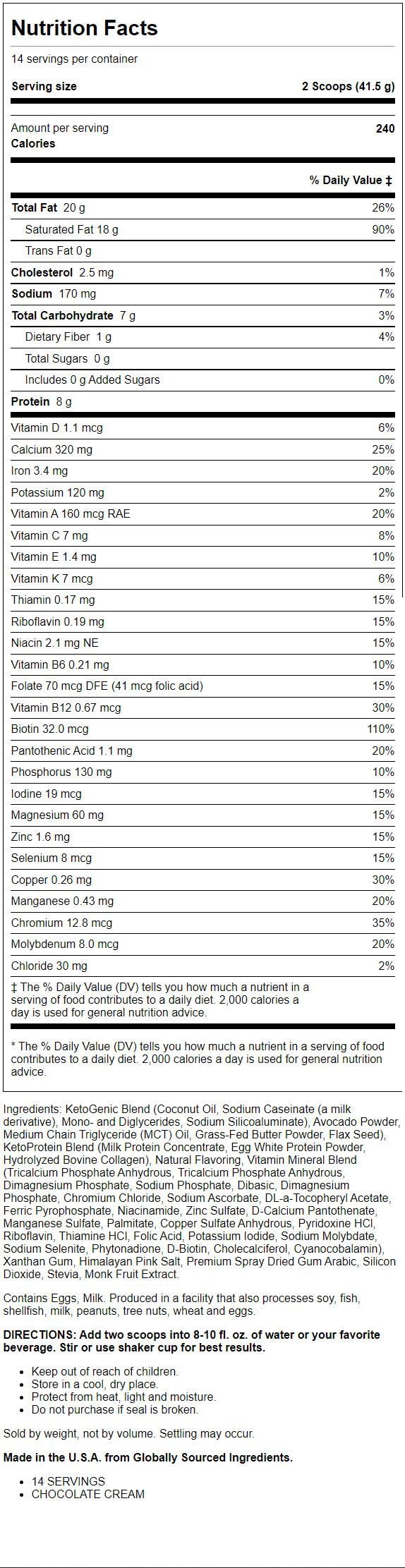Keto Science Chocolate MCT Meal Shake