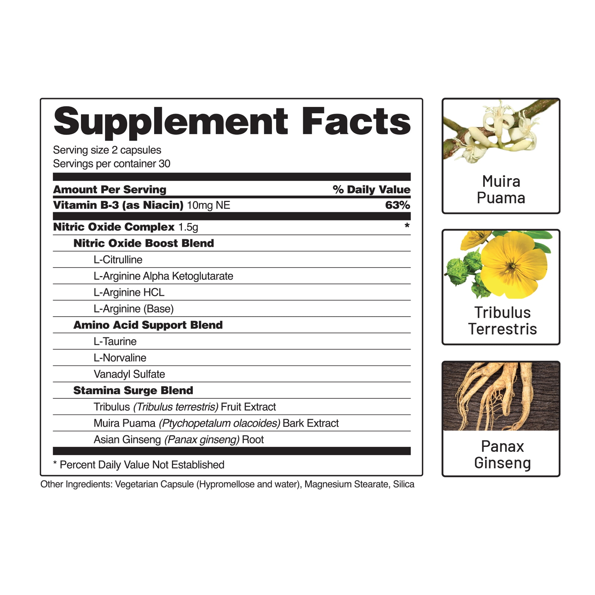 2-Pk Snap Supplements Nitric Oxide Pre-Workout Capsules