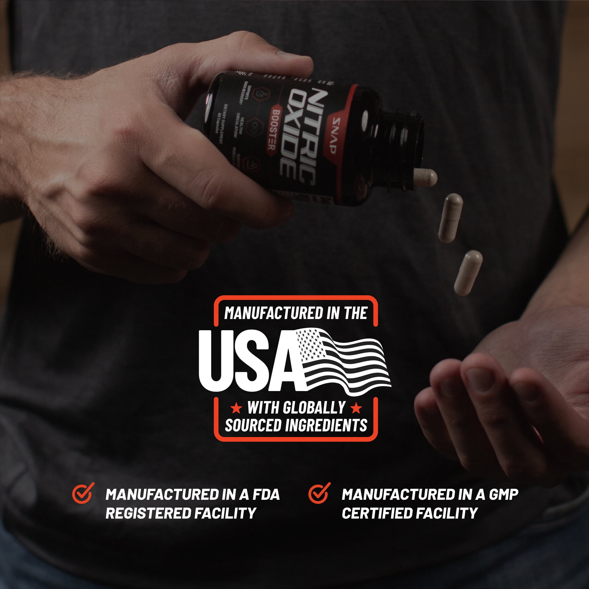 2-Pk Snap Supplements Nitric Oxide Pre-Workout Capsules