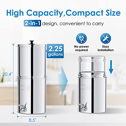 Gravity-Fed Water Filter System with Carbon Filters