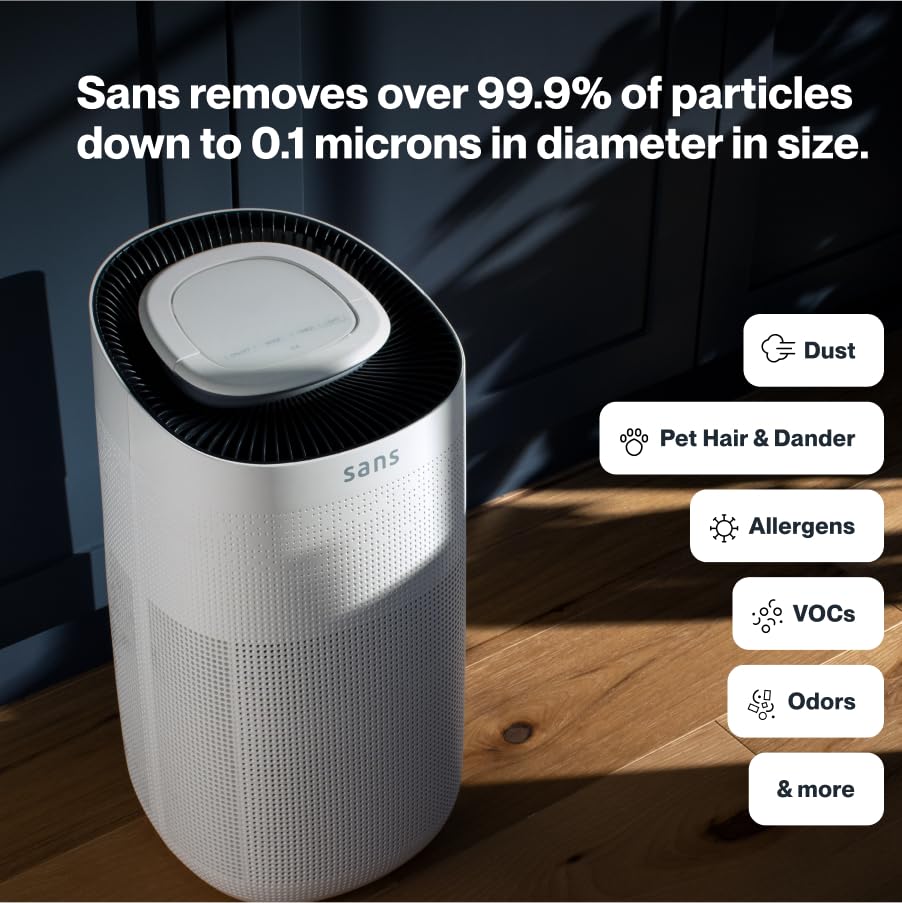 Sans HEPA 13 Ultra-Quiet Air Purifier - White