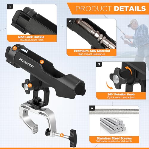 PLUSINNO Fishing Rod Holder - Adjustable & Foldable (2 Pack)