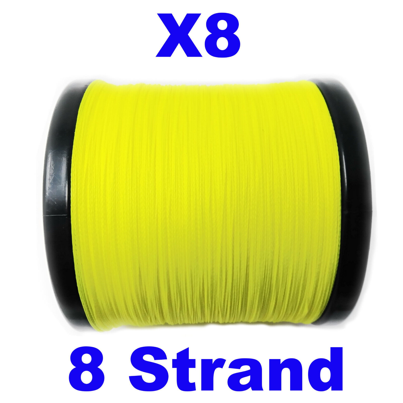 Hi Vis Yellow Braided Fishing Line - 4 & 8 Strands