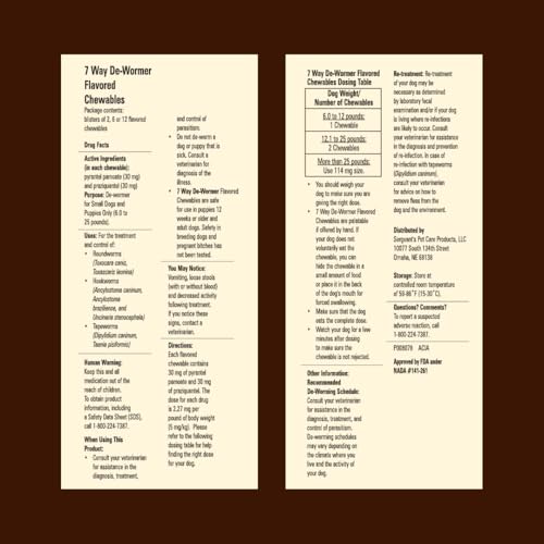 7 Way De-Wormer for Medium & Large Dogs, 2 Count