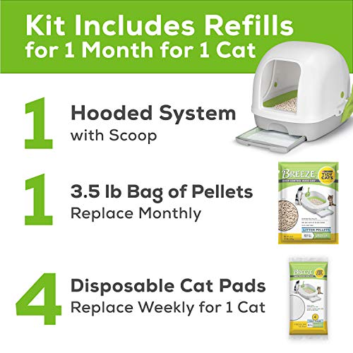 Hooded Cat Litter Box with Pellets & Pads