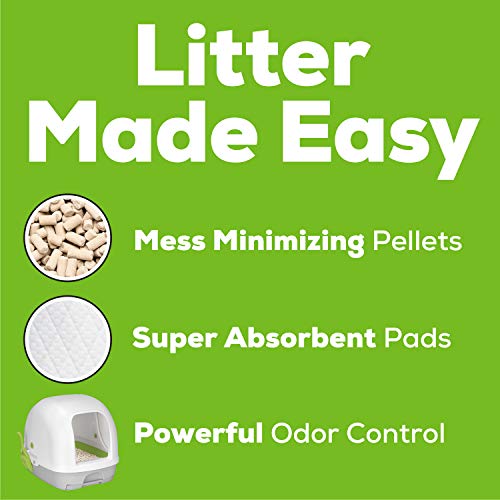 Hooded Cat Litter Box with Pellets & Pads