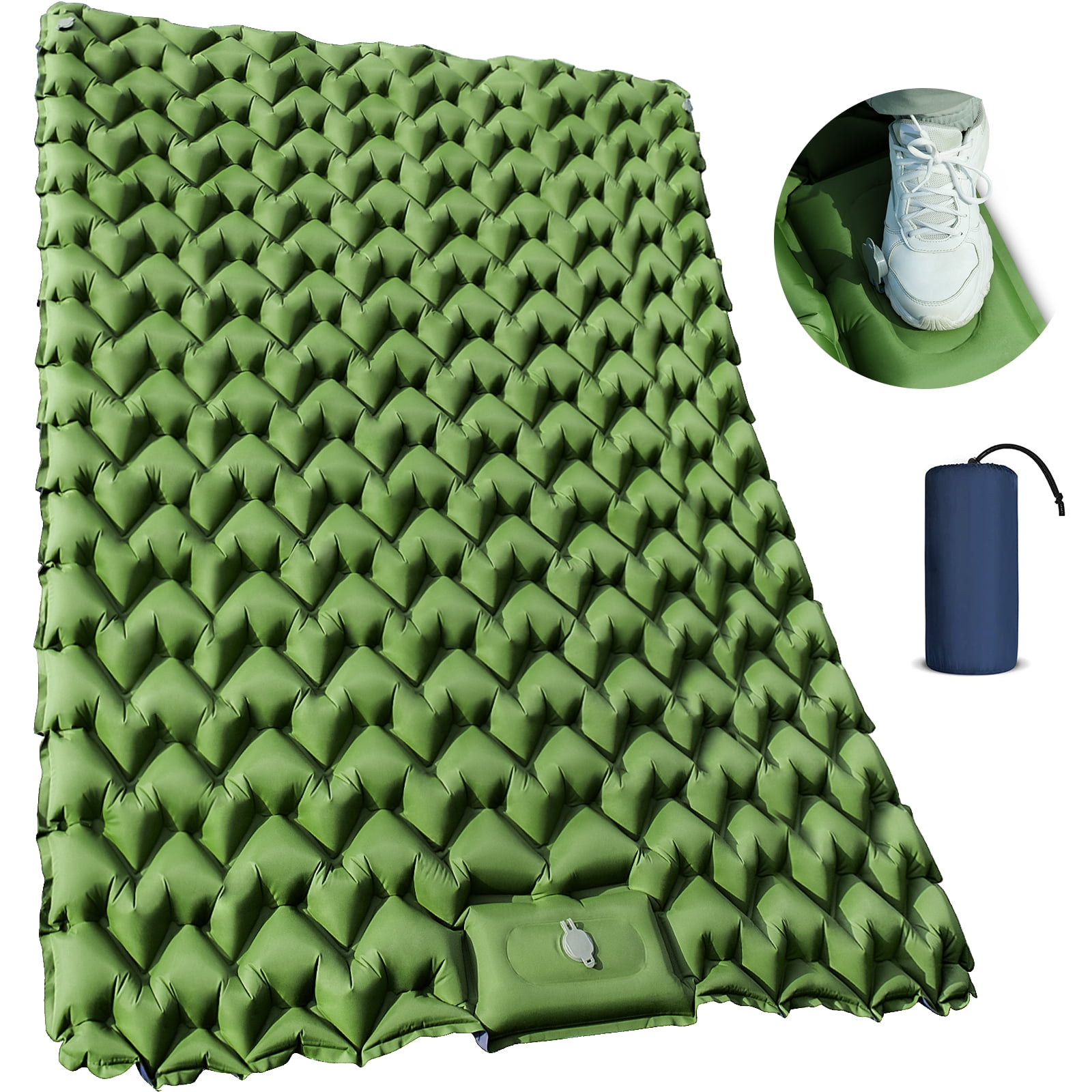 Inflatable Double Sleeping Pad with Pillow for Camping