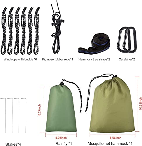 FIRINER Camping Hammock with Rain Fly and Mosquito Net