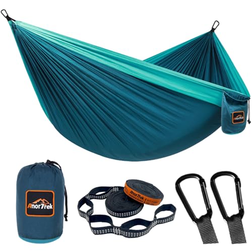AnorTrek Lightweight Portable Camping Hammock, Blue & Dark Blue