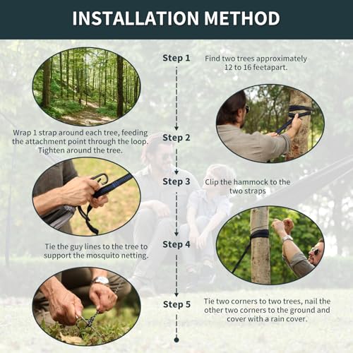 Qevooon Portable Camping Hammock with Net and Straps