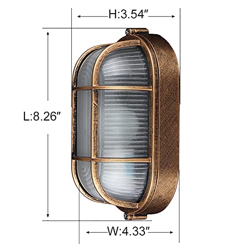 Outdoor Oval Sauna Lamp, Nautical Bulkhead Light, Aluminum