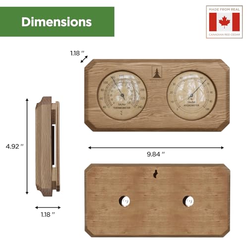 Handmade Red Cedar Sauna Thermometer & Hygrometer