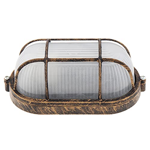 Nautical Copper Sauna Light Fixture, Wet Location Oval