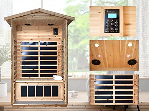 KUNSANA 2-Person Far Infrared Sauna, Low EMF, Bluetooth