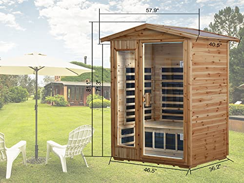 KUNSANA 2-Person Far Infrared Sauna, Low EMF, Bluetooth