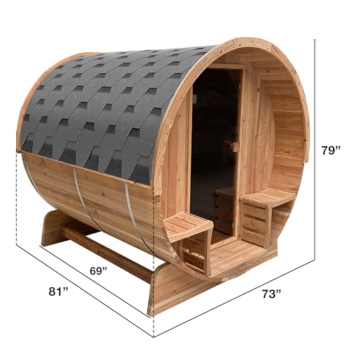 ALEKO Rustic Cedar Barrel Sauna Indoor Outdoor 3-4 Person Harvia Heater