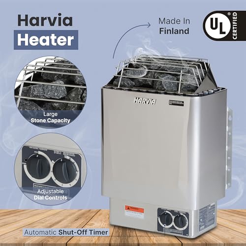 ALEKO Barrel Sauna | White Pine | 3-4 Person | UL Certified Harvia Sauna Heater
