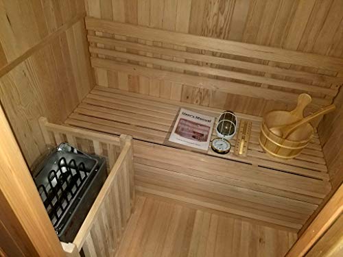 60" Traditional Swedish Sauna Spa, Hemlock Wood, 2-3 Person
