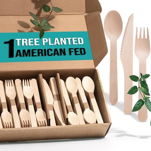 Compostable Wooden Cutlery Set - 300 pieces