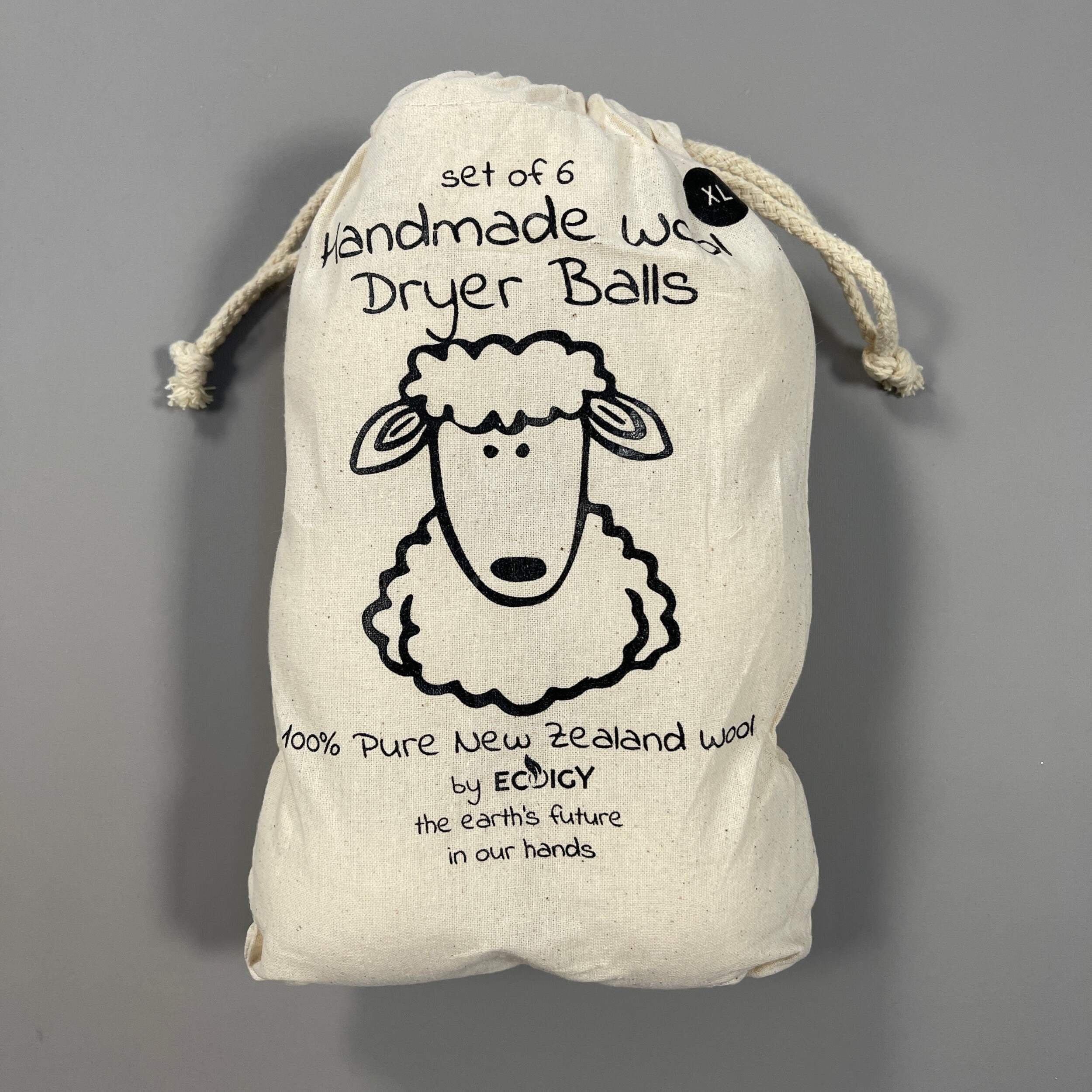 Wool Dryer Balls Organic XL 6-Pack by Ecoigy