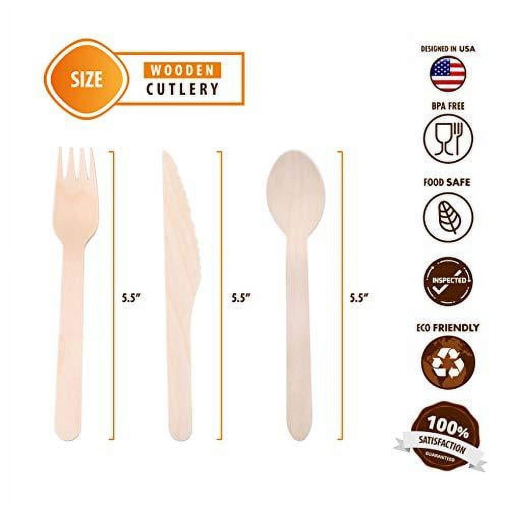 Eco-Friendly Biodegradable Wooden Utensils (Pack of 220)