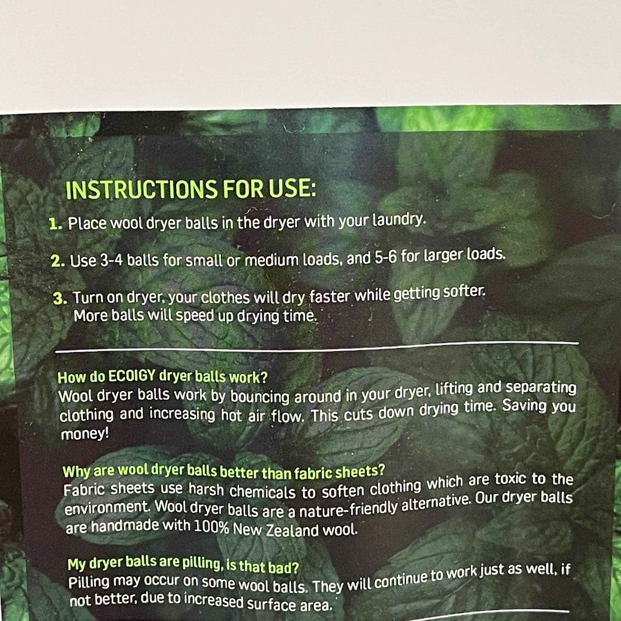 Wool Dryer Balls Organic XL 6-Pack by Ecoigy