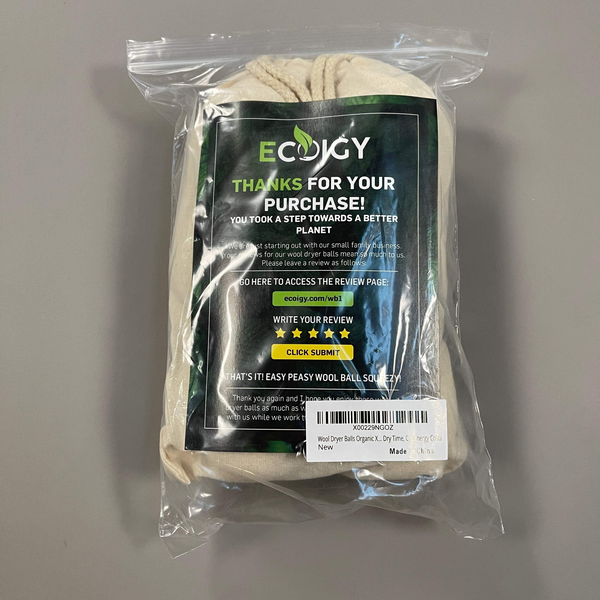 Wool Dryer Balls Organic XL 6-Pack by Ecoigy