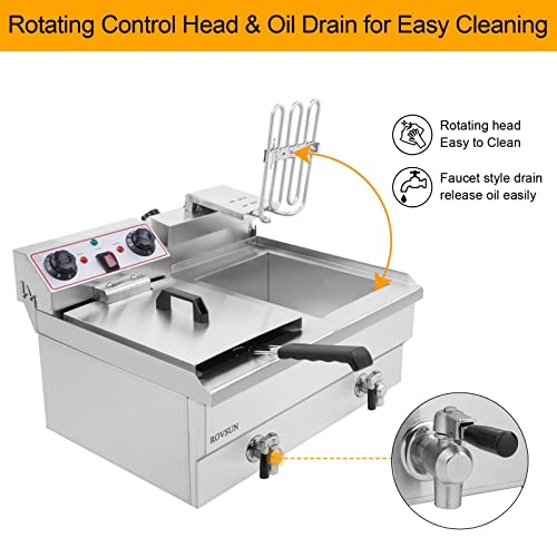 24.9QT Electric Dual Tank Fryer w/Timer & Adjustable Temperature