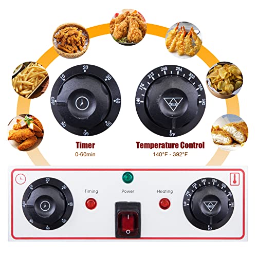 24.9QT Electric Dual Tank Fryer w/Timer & Adjustable Temperature