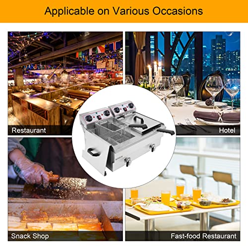 24.9QT Electric Dual Tank Fryer w/Timer & Adjustable Temperature