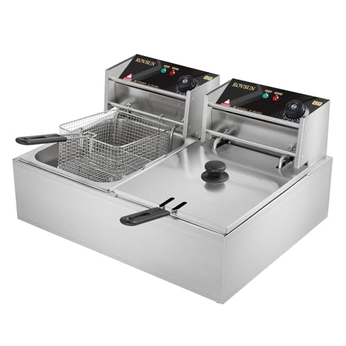 22.8QT Electric Double Fryer | 2 Baskets, Frying Machine